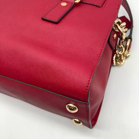 Michael Kors Red Saffiano Leather Hamilton Tote - Picture 8 of 10